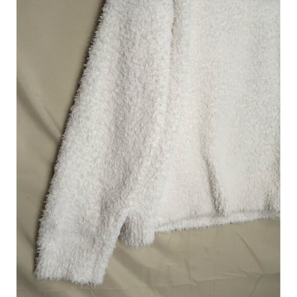 Aerie Soft Hooded White Sweater Heart Detail Teddy Fleece Oversized Women's Smal - Picture 7 of 13